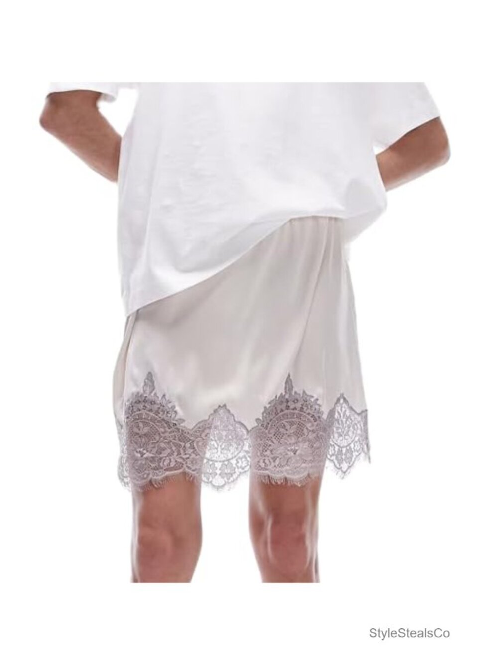 Women Lace Satin Half Slip Mini Skirt Low Rise Underskirt